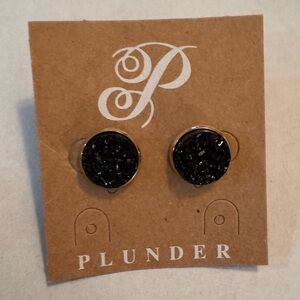 Plunder Black and Gold Druzy Studs